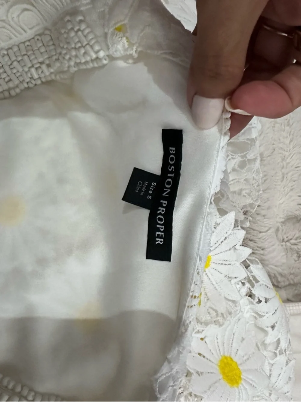 Boston Proper Daisy Lace Tunic Dress Long Sleeve Mini Size Small - Picture 11 of 12